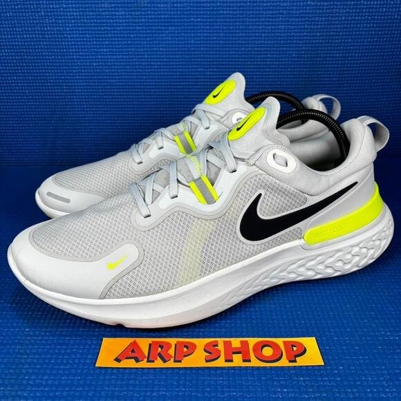 🔴 Nike React Miler Men Size 12.5 Grey Yellow Athletic Running Shoes CW1777-005 - Picture 1 of 8